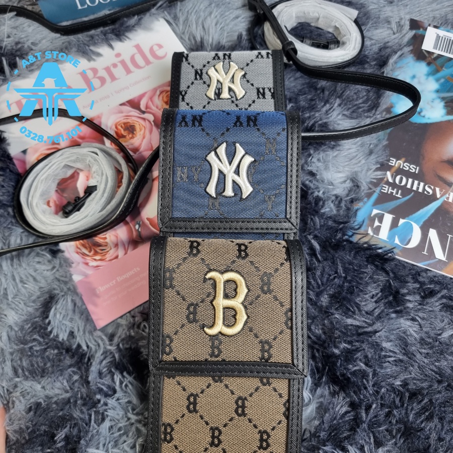 Túi Đeo Chéo MLB NY Mini Monogram Diamond Jacquard Cell Phone Cross Bag New York Yankees Full Tag Code