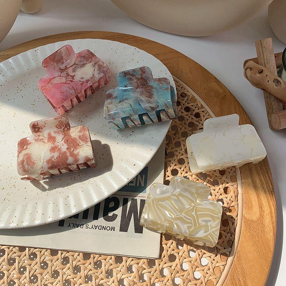 VANES1 Kẹp Tóc Nhựa Họa Tiết Đá Hoa Cương Thiết Kế Đơn Giản Dễ Phối Đồ Cho Nữ