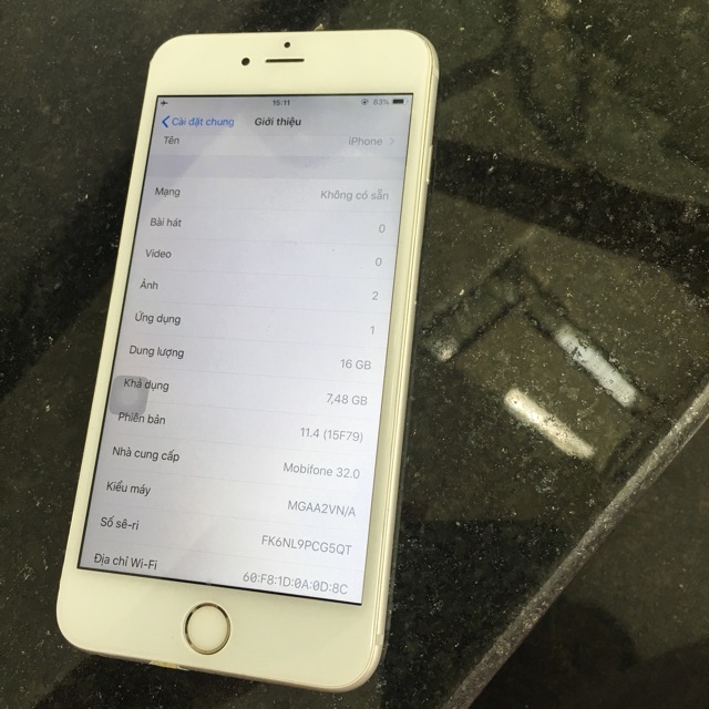 Điện thoại iphone 6plus silver 16gb zin VN. (TẶNG BÓP VÍ THỜI TRANG )