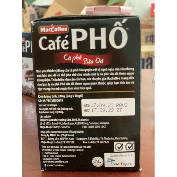 Cafe sữa hoà tan MacCoffee- Cafe Phố hộp 10 gói x 24g