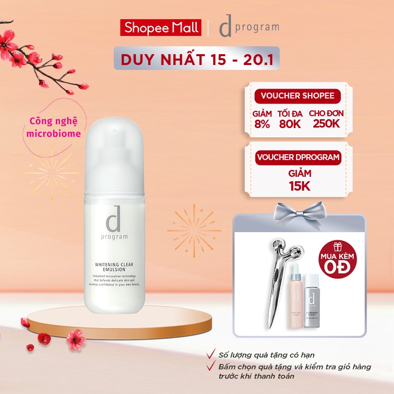 Sữa dưỡng trắng cho da nhạy cảm Dprogram Microbiome Whiteng Clear Emulsion 100ml