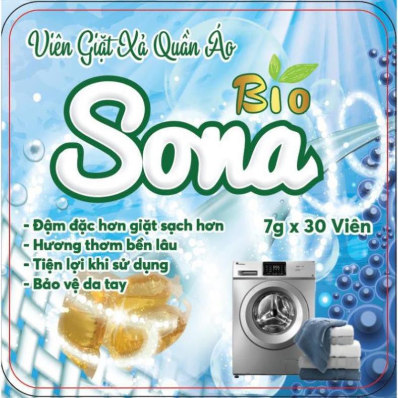 VIÊN GIẶT XẢ 2 IN 1 SONA - HỘP 30 VIÊN, Lưu Hương Lâu, Làm Mềm Vải, Không Gây Kích Ứng Da