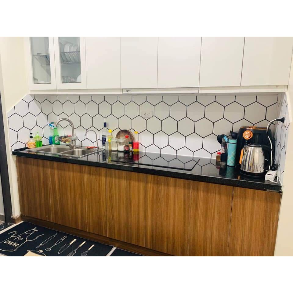 Decal dán bếp hình lục giác, hình chữ nhật. Kích thước:1 x 0.6m / tấm