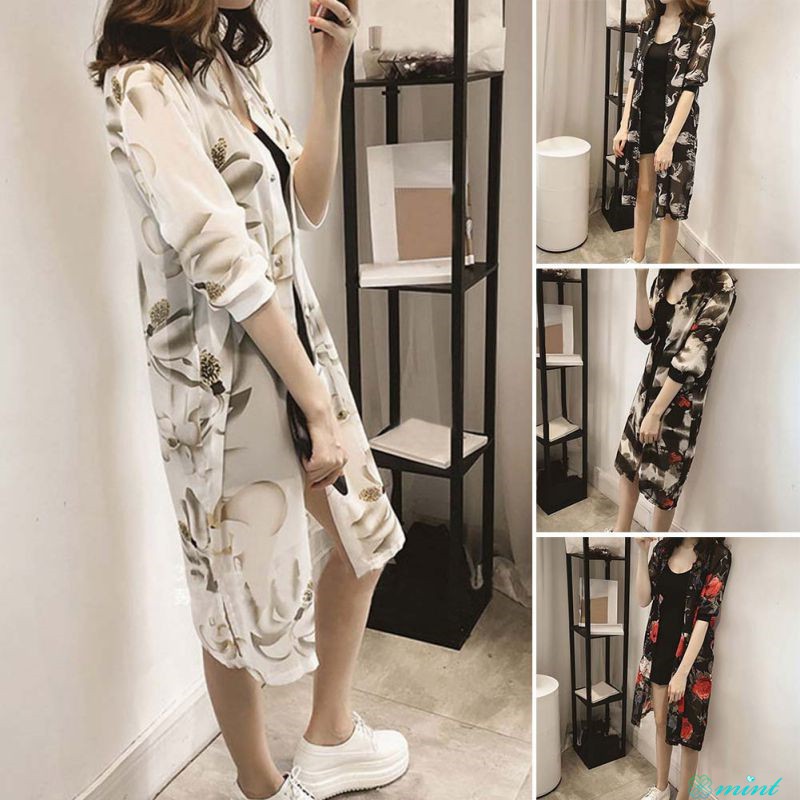 Áo Khoác Cardigan Vải Voan Cổ Tròn Tay Lỡ Thời Trang Mùa Hè