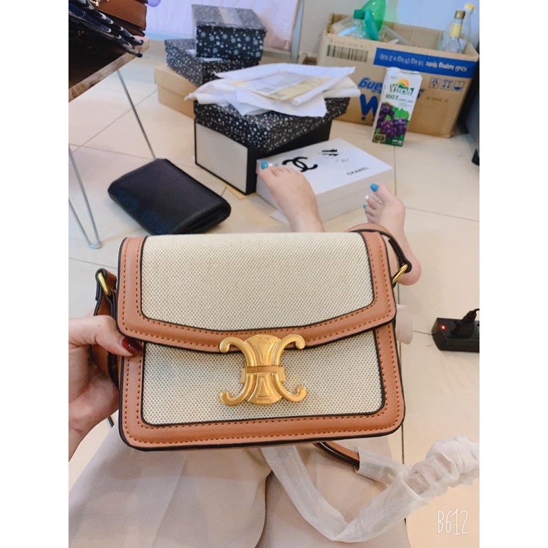 Túi xách celine thổ cẩm pha da xịn size 18cm fullbox