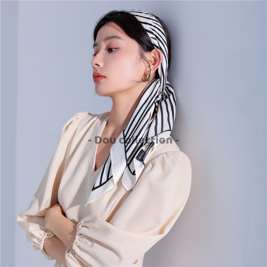 [NowShip2h] Khăn Lụa Vuông Làm Áo Yếm, Quàng Đầu Hottrend Họa Tiết Sọc Vằn - Chất Liệu Chiffon - 90x90cm - Mã KL063