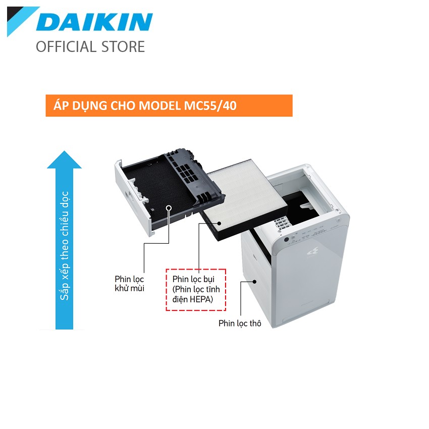 Phin lọc tĩnh điện HEPA Daikin KAFP080B4E cho model MCK55TVM6, MC55UVM6 & MC40UVM6