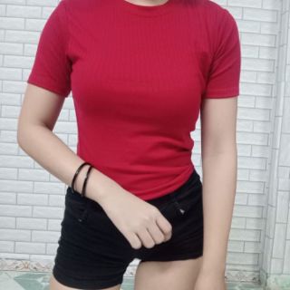 Áo thun gân tay ngắn, áo thun nữ tay ngắn dáng chuẩn đẹp -RUBY CLOTHING A10