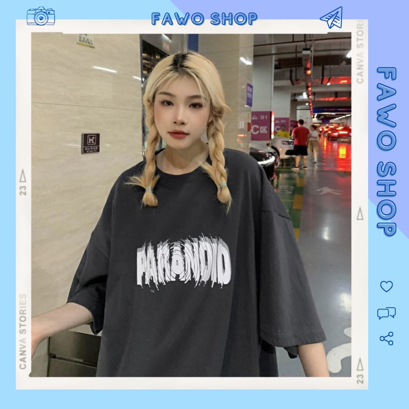 Áo thun Unisex form rộng tay lỡ, Áo phông nam nữ cotton thấm hút, dày dặn mềm mịn họa tiết PARANOID
