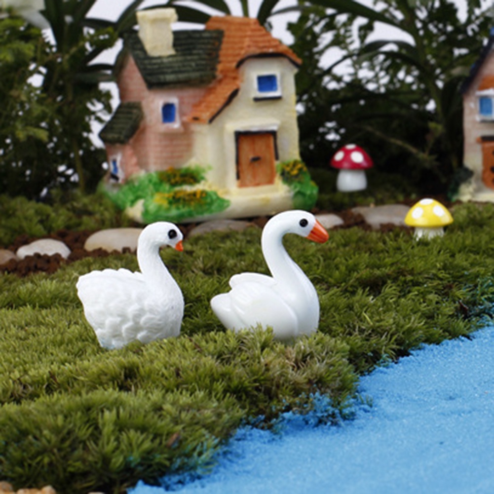 【SPP】2Pcs Couple Lovers Swan Miniature Crafts Garden Decorations Landscape Ornament