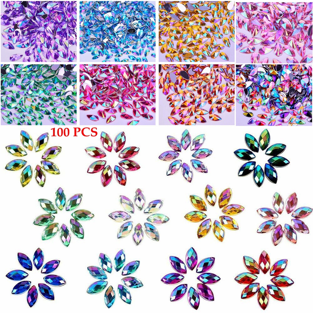 SOFTNESS 100Pcs 8x13mm 3D Glitter Charms DIY Crafts Manicure Decorations|Nail
