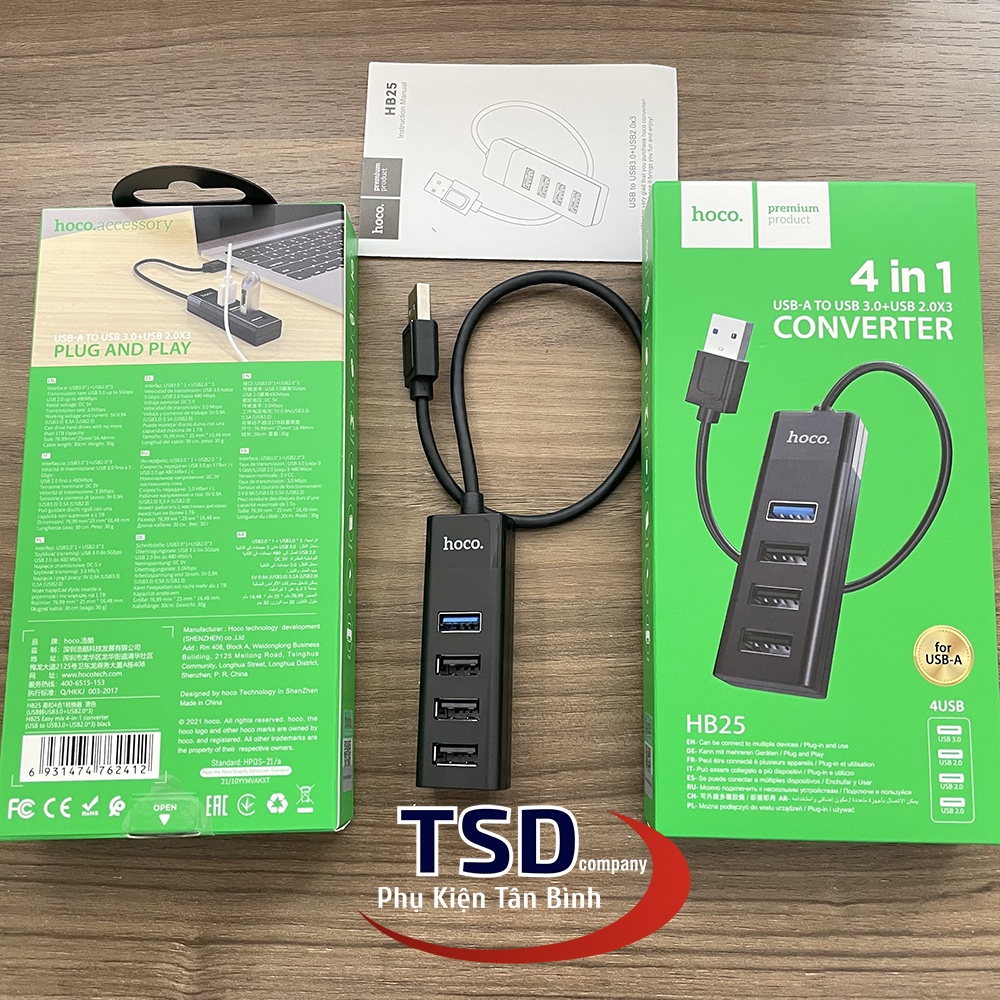 Bộ Chia Cổng USB 2.0, USB 3.0 Hoco HB25 Chính Hãng