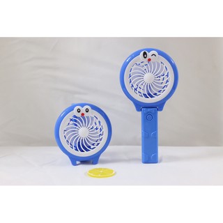 Quạt Sạc Mini Cầm Tay Gấp Gọn Có Vòng Đèn Doremon Doraemon