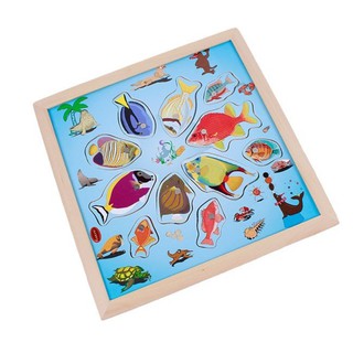 Bảng Đồ Chơi Câu Cá Gỗ Kèm Ghép Tranh Cho Bé - 2 Cần