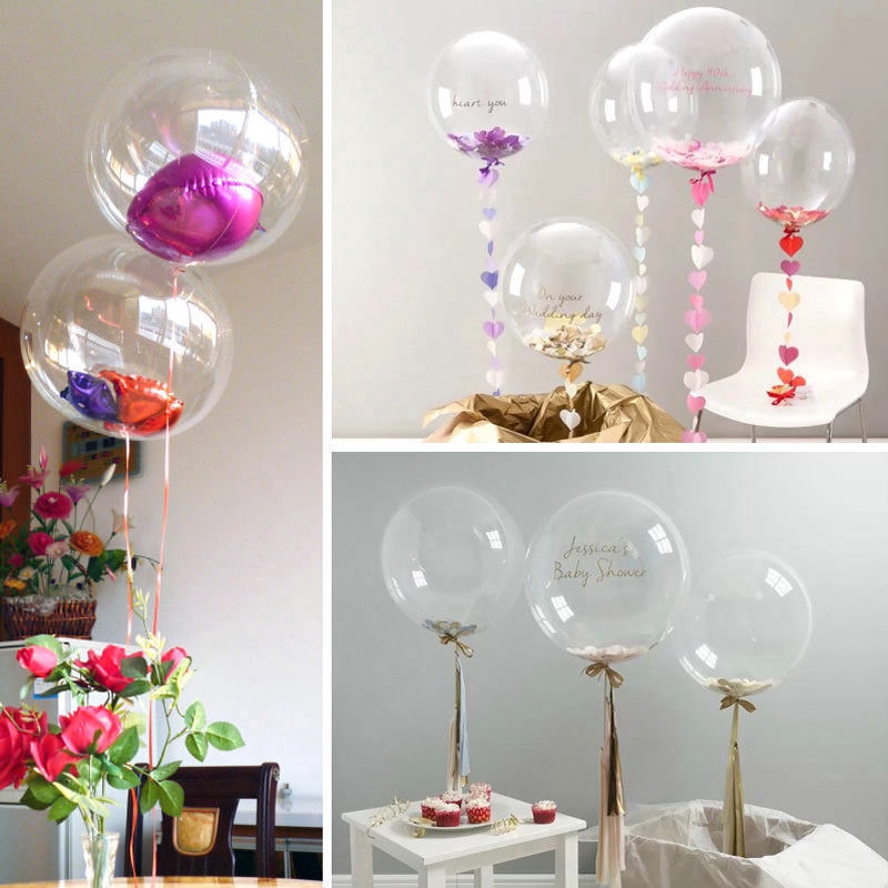 Bong Bóng Bobo Globos / Bong Bóng Trong Suốt 10 18 24 36 Inch Trang Trí Tiệc Cưới / Giáng Sinh