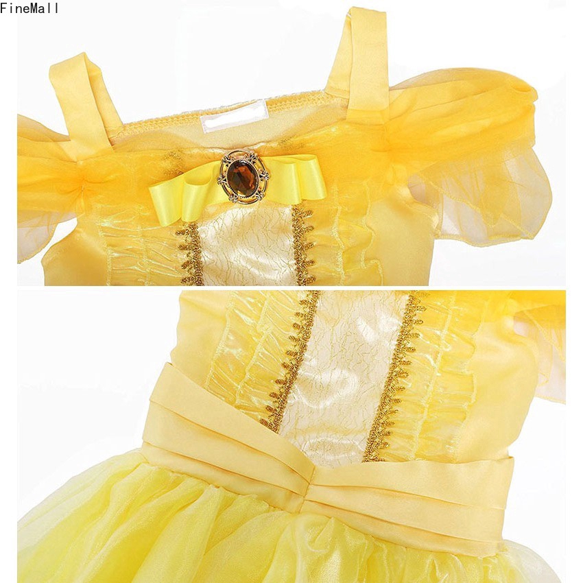 Bộ đầm kèm nhiều phụ kiện hoá trang công chúa Belle cho bé từ 3-9 tuổi