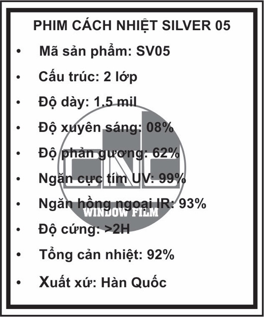 1,5m2 Phim cách nhiệt Hàn Quốc Silver 05