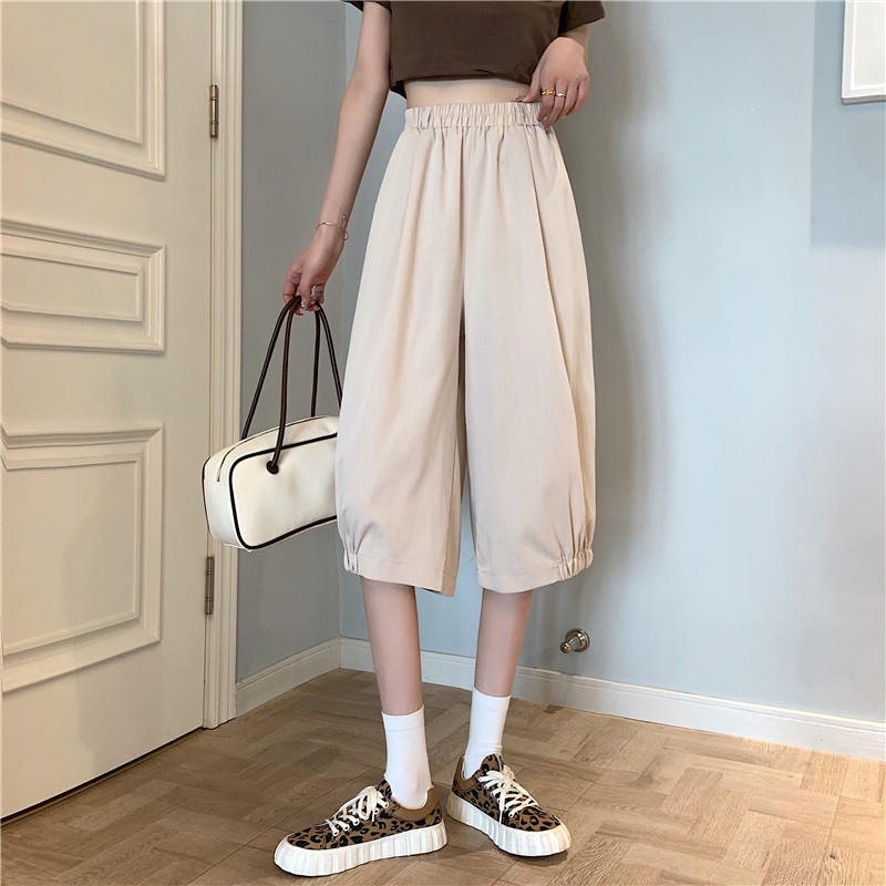 SUXI Mới Quần ngắn ống rộng Lưng Cao Phong Cách Hàn Quốc Dành Cho Nữ