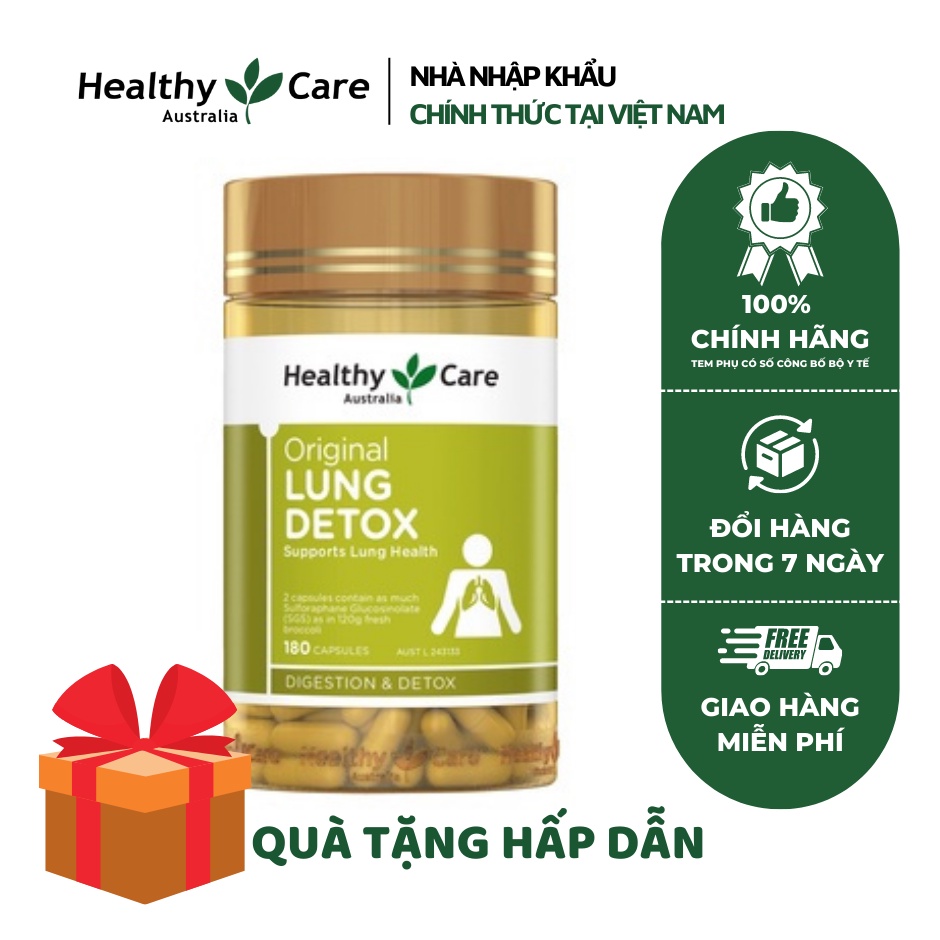 Viên Uống Thải Độc Phổi Healthy Care Lung Detox 180 viên