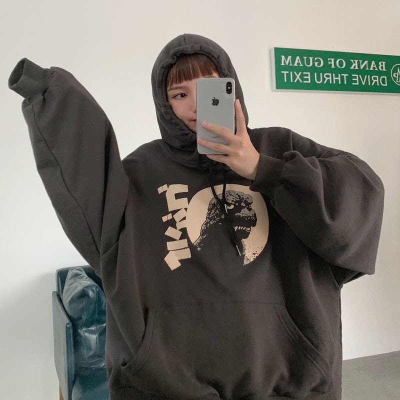 Áo Hoodie Khủng Long Ulzzang Nữ Cá Tính Form Rộng Rãi Nỉ Bông HD10 - Liti shop