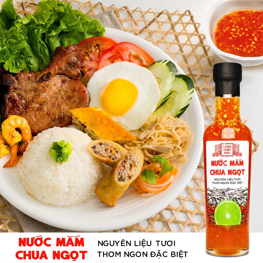 [COMBO 4 CHAI] Nước mắm chua ngọt cao cấp Làng Chài Xưa, nguyên liệu tươi, thơm ngon đặc biệt, pha sẵn từ chanh tỏi ớt