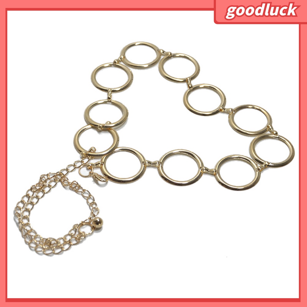 Thắt Lưng Mỏng Khóa Kim Loại Tròn Điều Chỉnh Được Cho Nữ