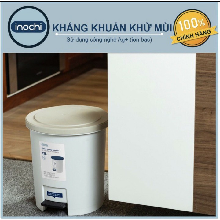 Thùng rác đạp Tròn inochi Hiro 6L và 12L ,thùng rác cao cấp kháng khuẩn inochi