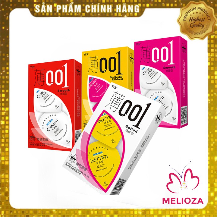 Bao Cao Su 0.01 Gốc Nước, Bcs Siêu Mỏng Chống Dị Ứng, Truyền Nhiệt Nhanh hộp 6c