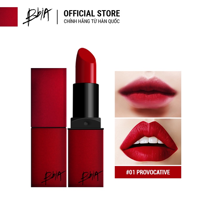 ✉Son thỏi lì Bbia Last Lipstick – #01 Provocative (Màu đỏ base hồng)