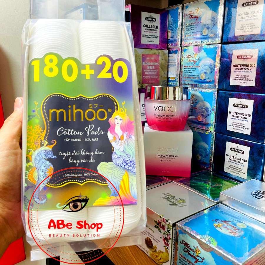 BÔNG TẨY TRANG MIHOO 200 miếng - 100% Cotton mềm mịn | BigBuy360 - bigbuy360.vn