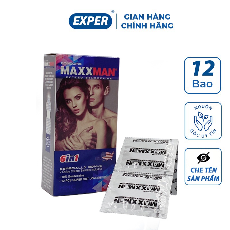 Bao cao su 6 in1 MAXXMEN, bao cao su gai gân siêu mỏng kéo dài thời gian quan hệ