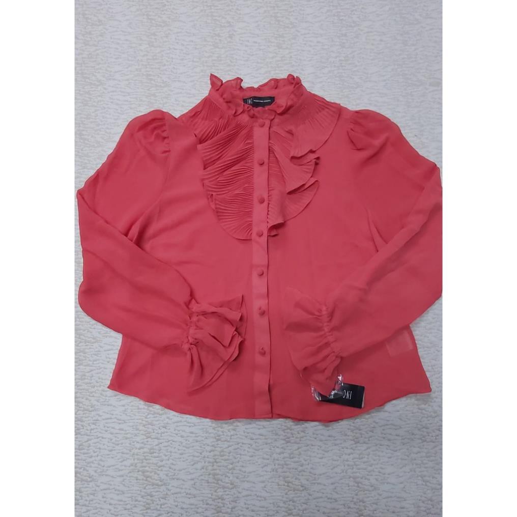 Áo sơ mi kiểu công sở nữ vải voan hiệu I.N.C size XS hàng mỹ chính hãng