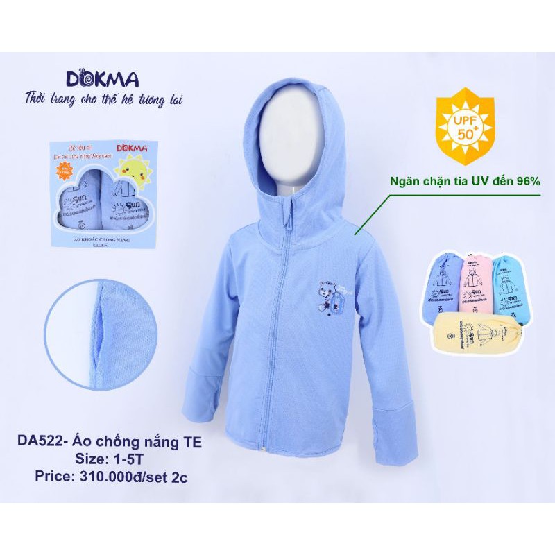 Áo chống nắng Dokma 1-5 tuổi, áo khoác cotton bé trai, bé gái chính hãng