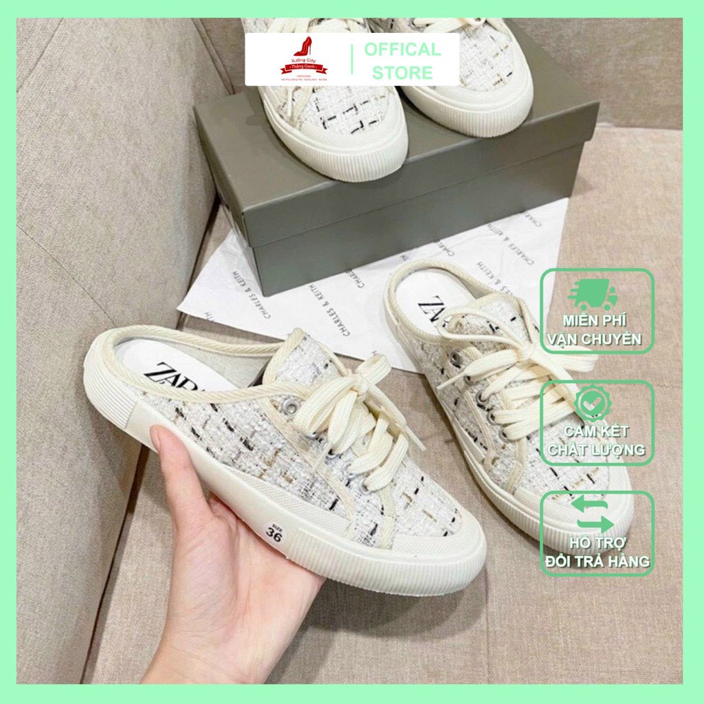 Giày sục thể thao zara dạ kẻ - Mẫu hot nhất 2022 [ SIÊU XINH]
