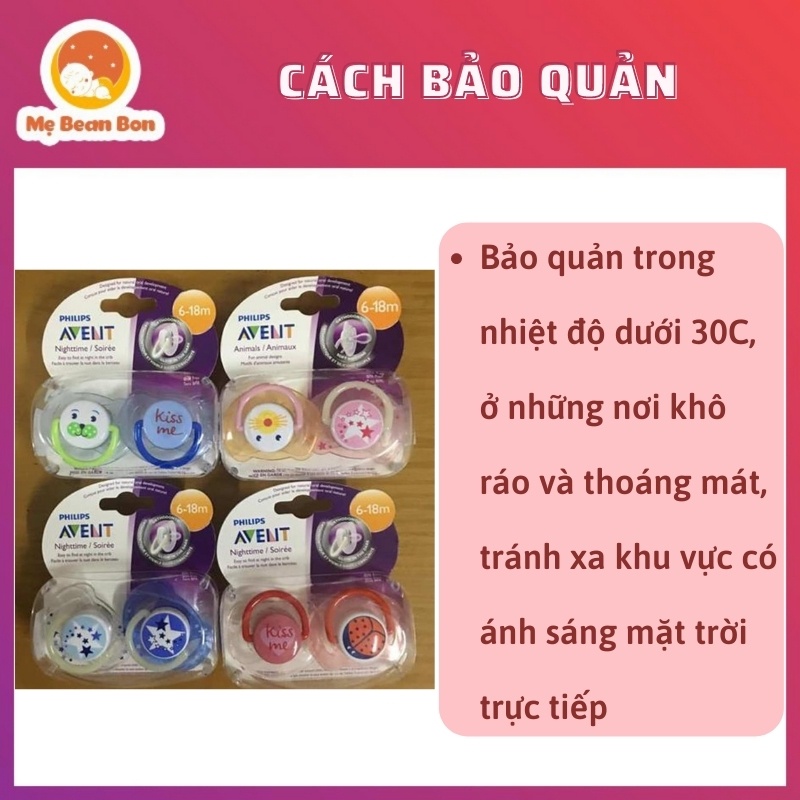 Ti Giả Avent Chỉnh Nha Chống Vẩu Đủ Size Cho Bé