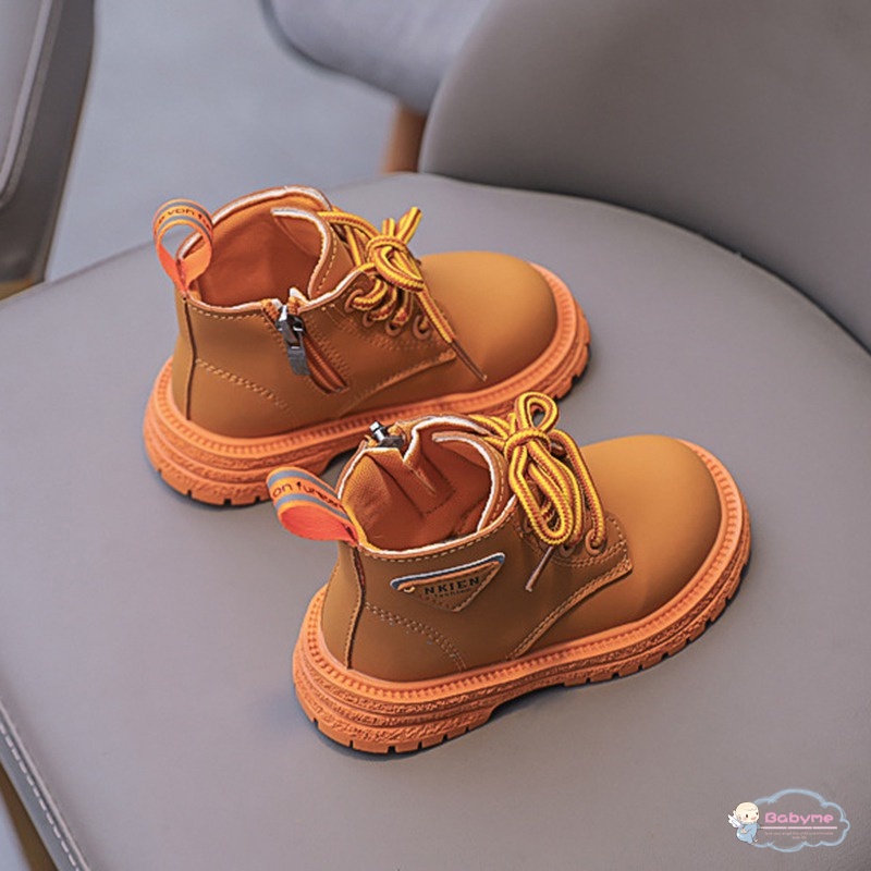 Giày Bốt Martin Màu Vàng Có Khóa Kéo Bên Hông Cho Bé Gái