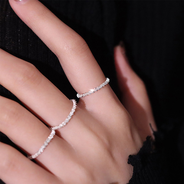 Nhẫn Lấp Lánh 16mm Thiết Kế Đơn Giản Thời Trang