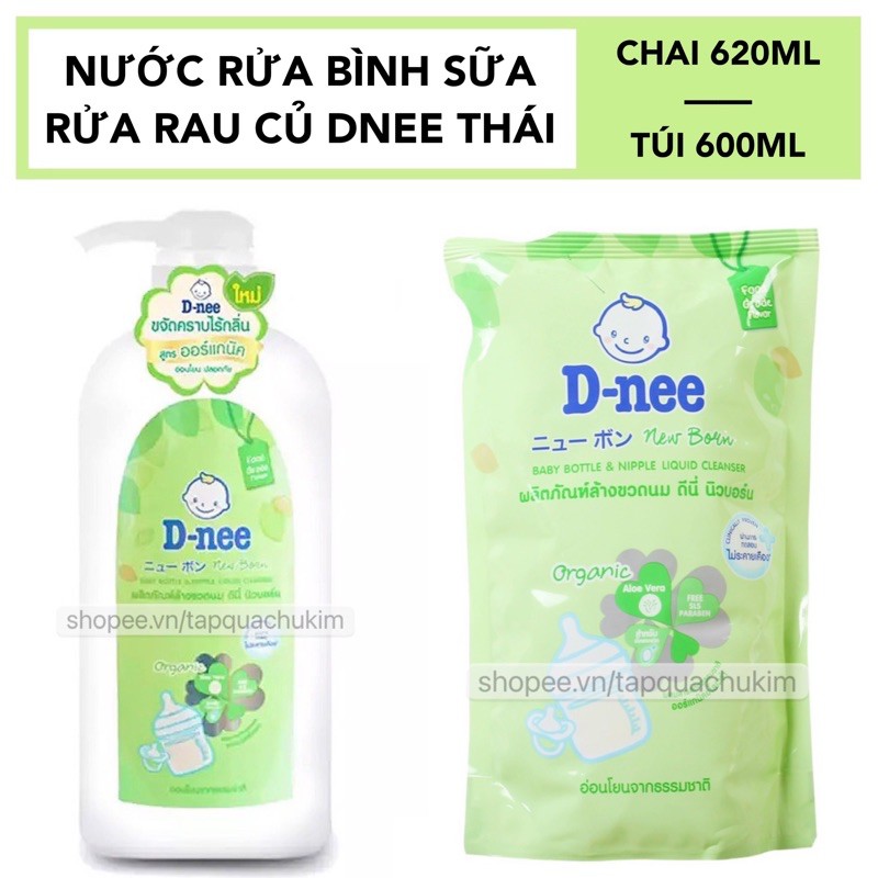 [MẪU MỚI] Nước rửa bình sữa DNEE Thái Lan 620ML an toàn cho bình sữa trẻ nhỏ và rửa rau củ