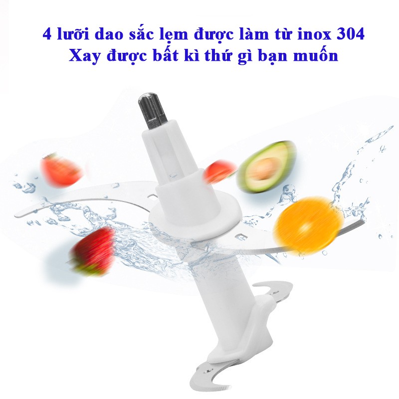 Máy Xay Thịt RoMo Chính Hãng, Công suất Lớn, Cối Xay Thủy Tinh, 4 Lưỡi Đa Năng, Dung Tích 2L - BẢO HÀNH 2 NĂM