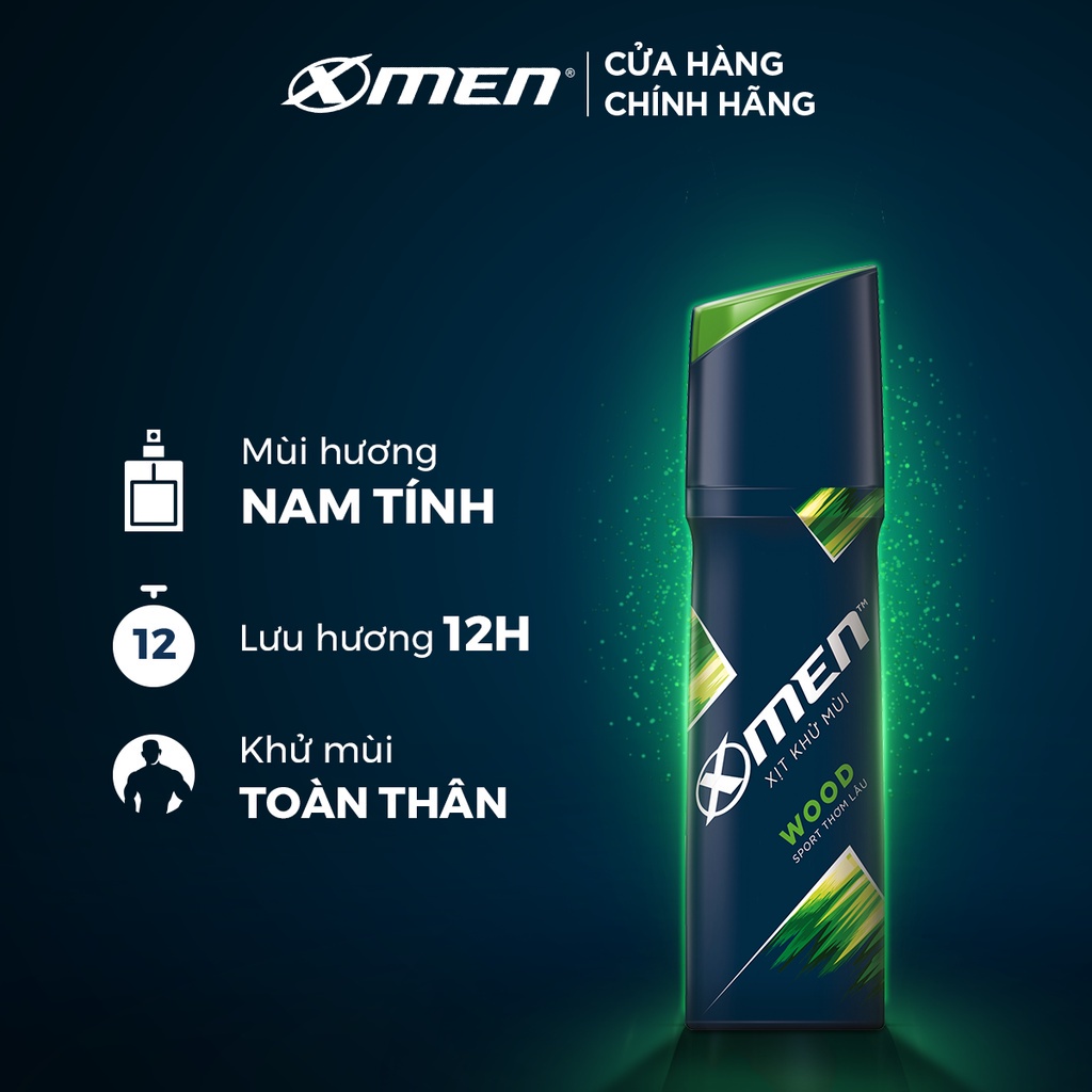 [Mã COSMEN giảm 8% đơn 250K] Combo 2 Xịt khử mùi X-men Wood 150ml