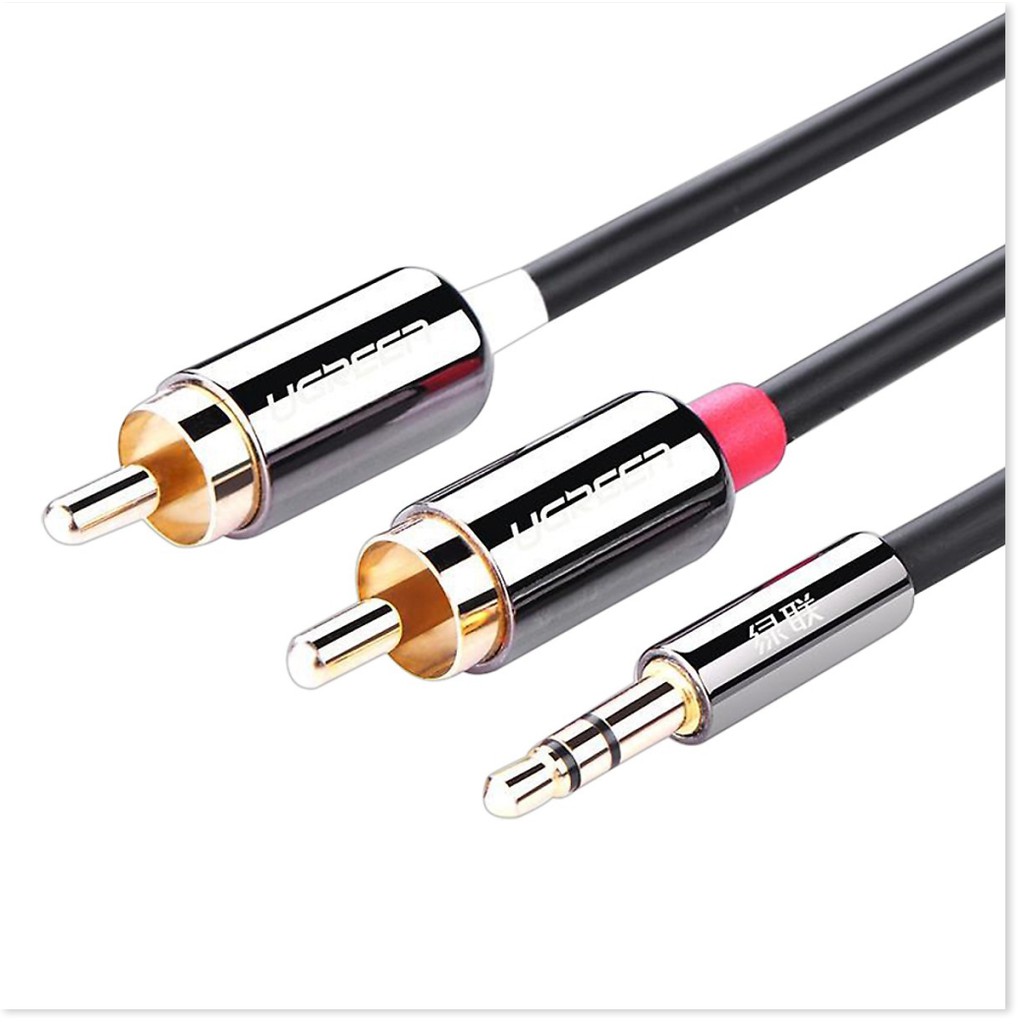 Dây Loa Audio 1 đầu 3,5 mm ra 2 đầu hoa sen (RCA) dài 1,5m UGREEN - Hàng Chính Hãng