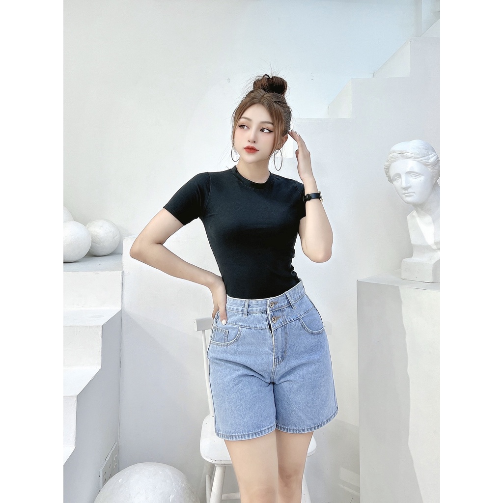 Áo thun trơn cổ tròn ngắn tay CRAZYTEEN ôm body AT0202 | BigBuy360 - bigbuy360.vn