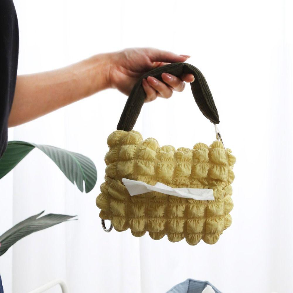 1 Hộp Đựng Khăn Giấy Bằng Polyester Mềm Mại Cho Xe Hơi / Nhà Ở Giá Đỡ