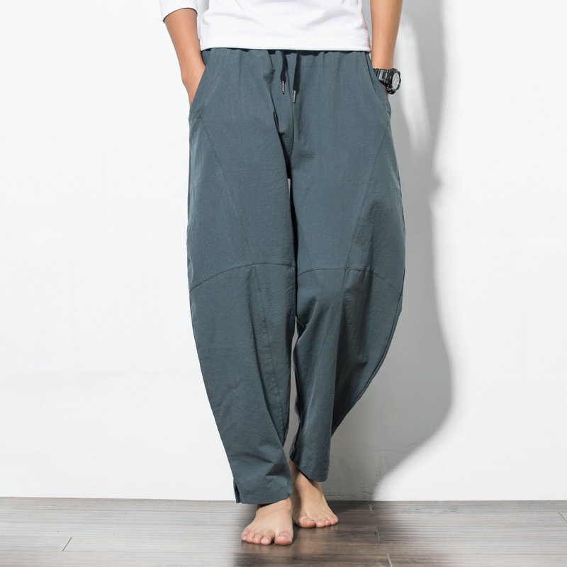 Quần Harem Chất Liệu Cotton Lanh Plus Size Cho Nam