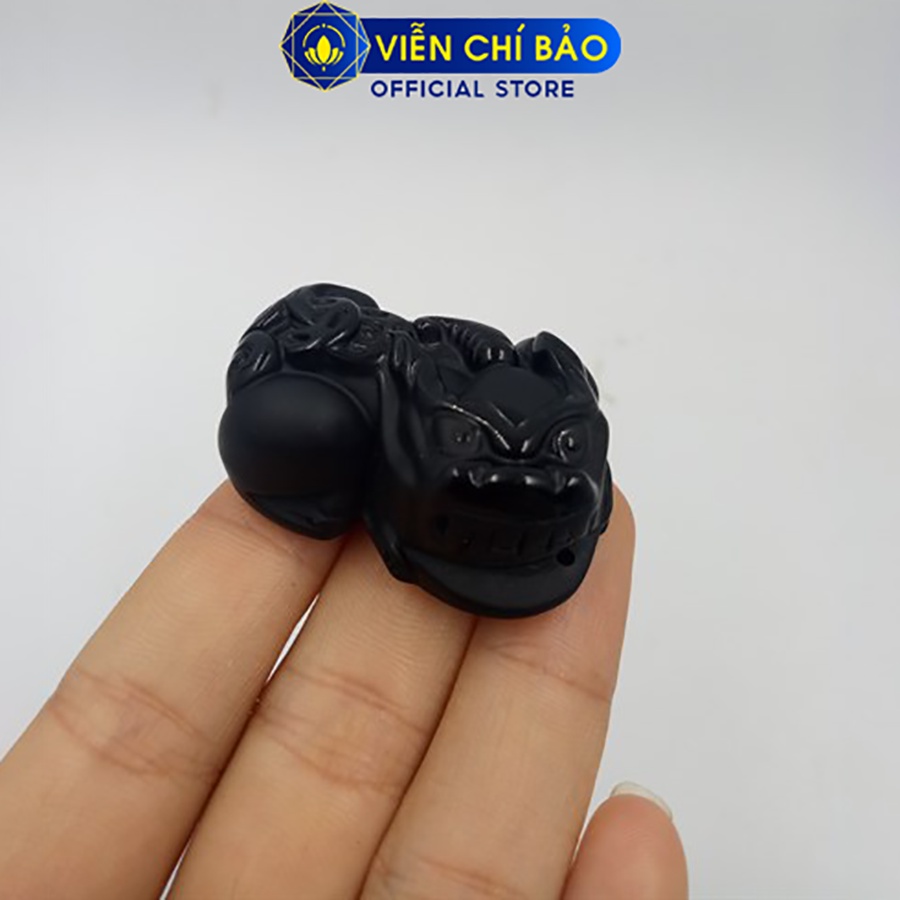 mặt dây chuyền Tỳ hưu Obsidian nghiêng đầu thời trang phụ kiện trang sức Viễn Chí Bảo M200121
