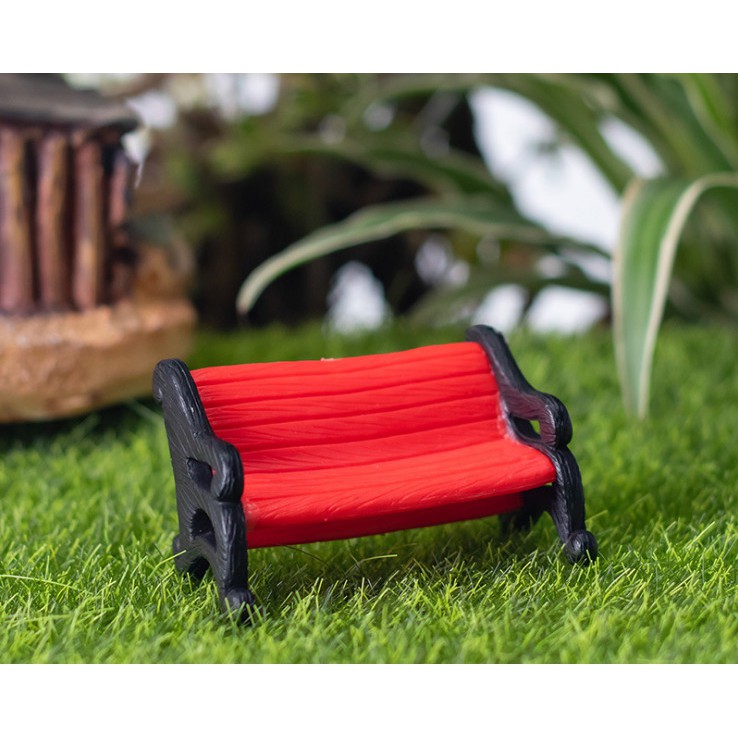 Mô hình ghế dựa công viên màu đỏ trang trí tiểu cảnh, terrarium