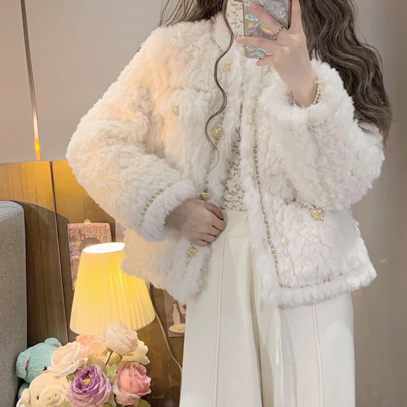 Áo khoác nữ dạng Tweed lông mềm mại Tiemcuachii dày dặn