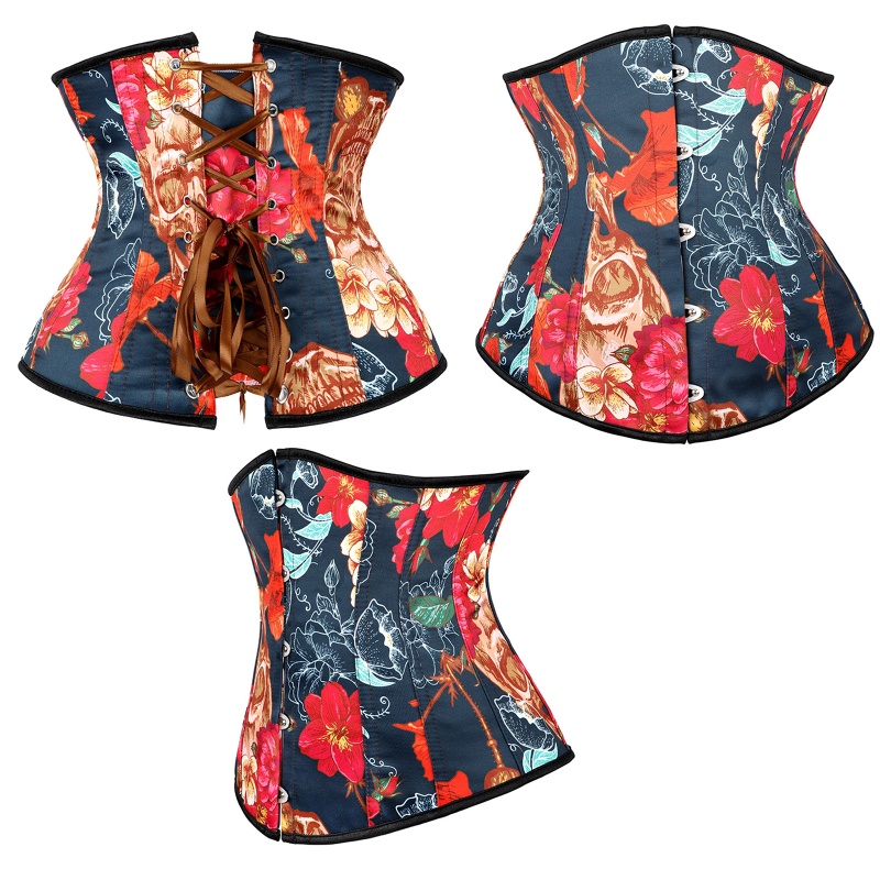 Áo Nịt Ngực Corset Vải Jacquard Dáng Dài Buộc Dây Retro Cho Nữ
