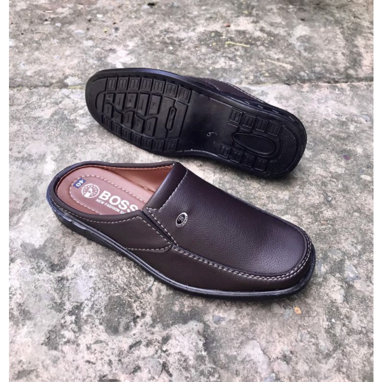 Dép bít mũi nam phom đẹp, da mềm,mang êm chân, mã SP19, màu nâu, mẩu mới nhất hiện nay