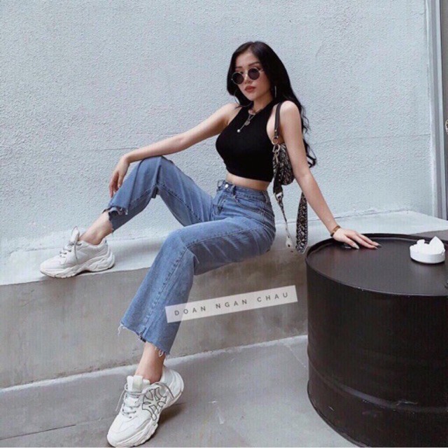 Aó croptop 3 lỗ thể thao trơn basic nhiều màu